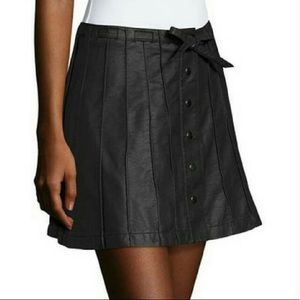 Free People Black Vegan Leather Skirt